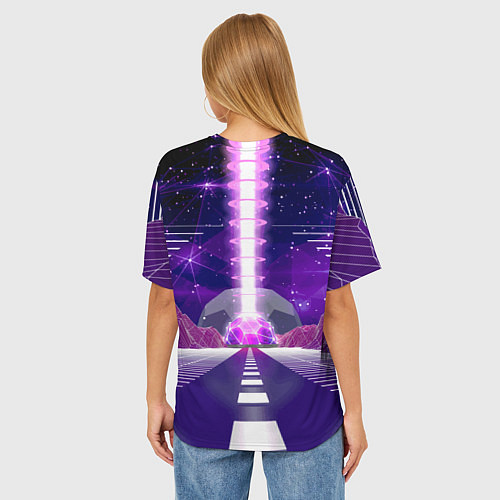 Женская футболка оверсайз Vaporwave Neon Space / 3D-принт – фото 4