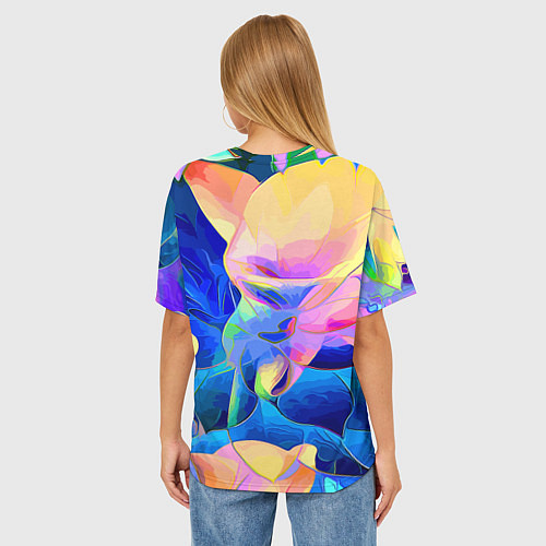 Женская футболка оверсайз Цветочный красочный паттерн / 3D-принт – фото 4