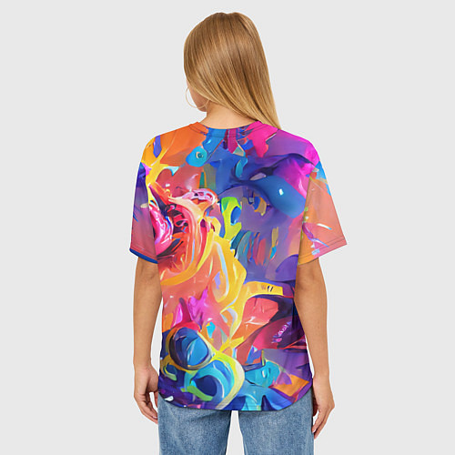 Женская футболка оверсайз Madness colors / 3D-принт – фото 4
