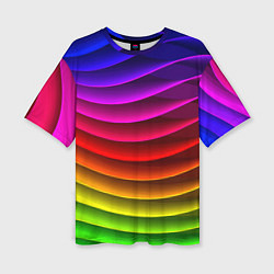 Футболка оверсайз женская Color line neon pattern Abstraction Summer 2023, цвет: 3D-принт