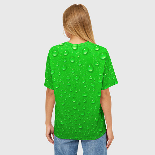 Женская футболка оверсайз Зеленый фон с росой / 3D-принт – фото 4