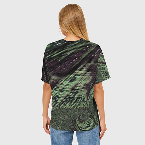Женская футболка оверсайз Камуфляжный змеиный фрактал / 3D-принт – фото 4