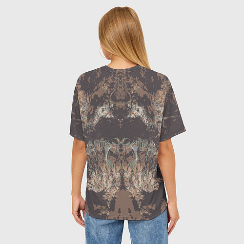 Женская футболка оверсайз Абстрактный графический узор,коричневого цвета Abs / 3D-принт – фото 4