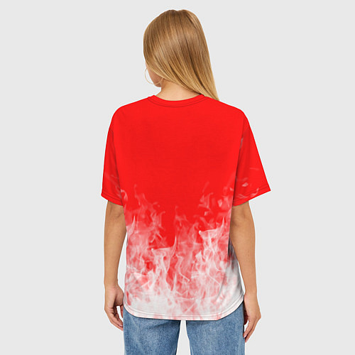 Женская футболка оверсайз Алиса пламя / 3D-принт – фото 4