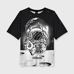 Женская футболка оверсайз Космонавт с биткоином