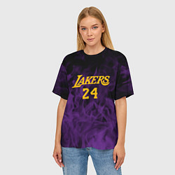 Футболка оверсайз женская Lakers 24 фиолетовое пламя, цвет: 3D-принт — фото 2