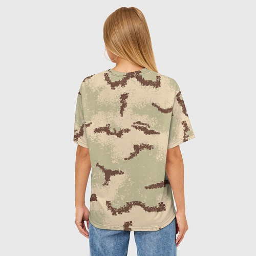 Женская футболка оверсайз Камуфляж American 3Color Desert PE / 3D-принт – фото 4