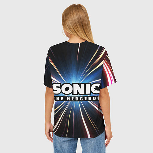 Женская футболка оверсайз Speed Sonic / 3D-принт – фото 4