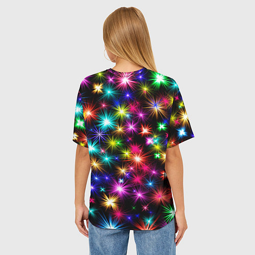Женская футболка оверсайз ЦВЕТНЫЕ ЗВЕЗДЫ COLORED STARS / 3D-принт – фото 4