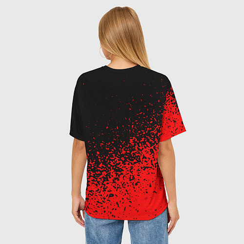 Женская футболка оверсайз Алиса красные брызги / 3D-принт – фото 4