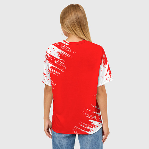 Женская футболка оверсайз Assassins creed череп красные брызги / 3D-принт – фото 4