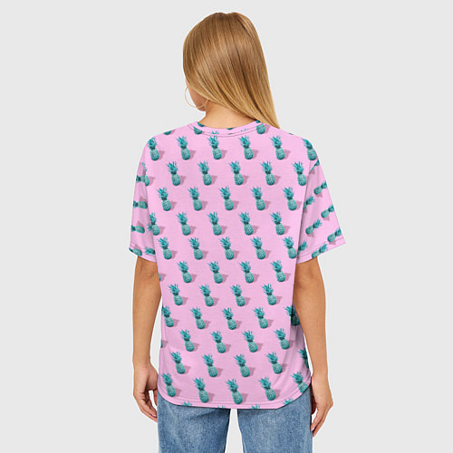 Женская футболка оверсайз Неоновые ананасы / 3D-принт – фото 4
