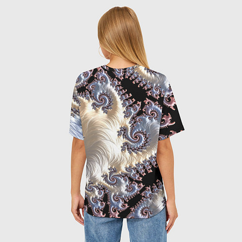 Женская футболка оверсайз Авангардный фрактальный паттерн Avant-garde fracta / 3D-принт – фото 4