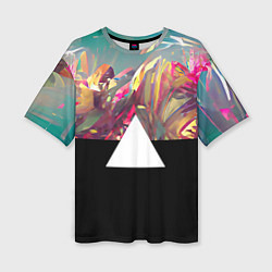 Женская футболка оверсайз Цветы и треугольник