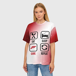 Футболка оверсайз женская Eat Sleep Forza Horizon Repeat, цвет: 3D-принт — фото 2