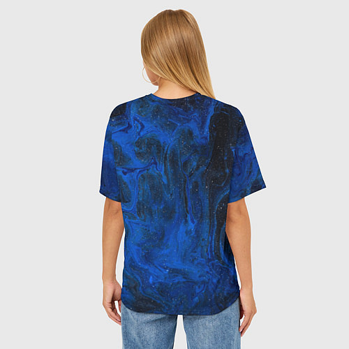 Женская футболка оверсайз Синий абстрактный дым / 3D-принт – фото 4