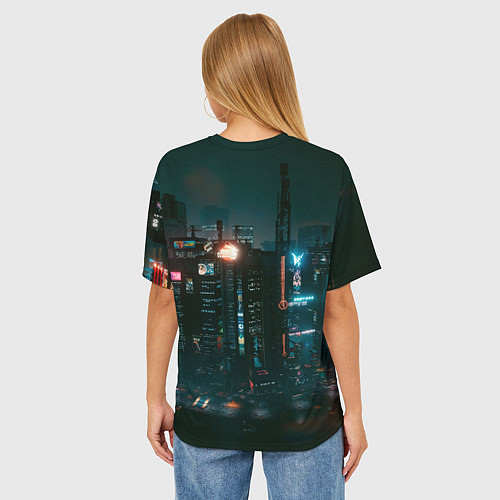 Женская футболка оверсайз Johnny Cyberpunk2077 / 3D-принт – фото 4