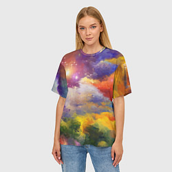 Футболка оверсайз женская Красочный горный пейзаж Грузия Colorful mountain l, цвет: 3D-принт — фото 2