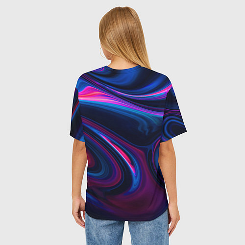 Женская футболка оверсайз Неоновые разводы Neon streaks / 3D-принт – фото 4