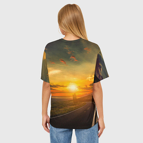 Женская футболка оверсайз Закат у океана / 3D-принт – фото 4