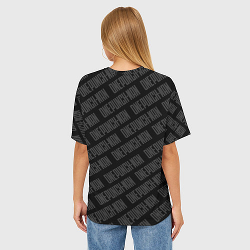 Женская футболка оверсайз Ванпанчмен в черных тонах / 3D-принт – фото 4