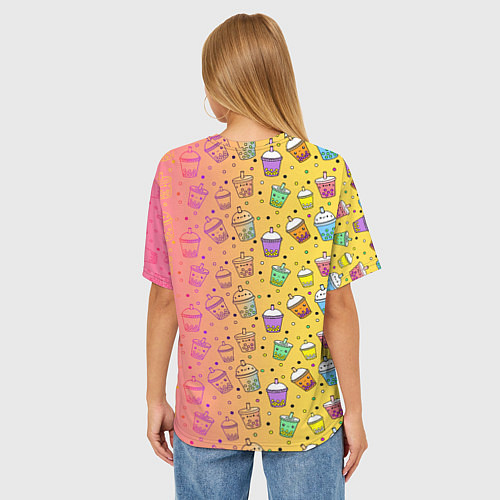 Женская футболка оверсайз Bubble Tea - Бабл Ти / 3D-принт – фото 4