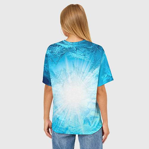 Женская футболка оверсайз IN COLD horizontal logo with blue ice / 3D-принт – фото 4