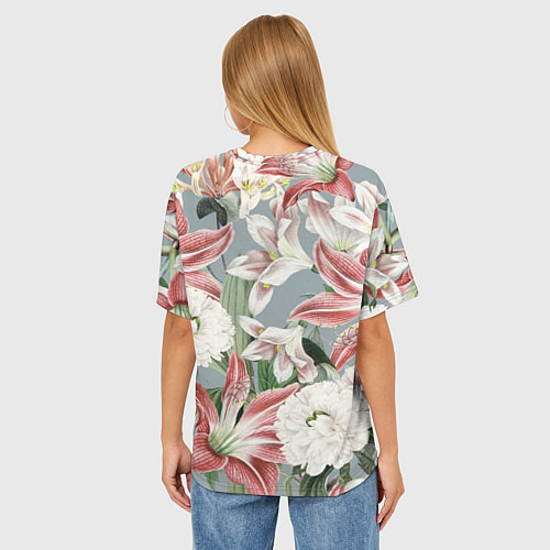 Женская футболка оверсайз Цветы Романтические Лилии / 3D-принт – фото 4