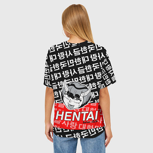 Женская футболка оверсайз HENTAI AHEGAO ХЕНТАЙ АХЭГАО / 3D-принт – фото 4