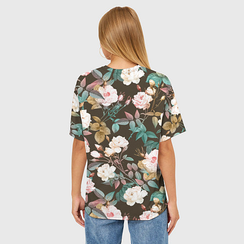 Женская футболка оверсайз Цветы Розы Садовые / 3D-принт – фото 4