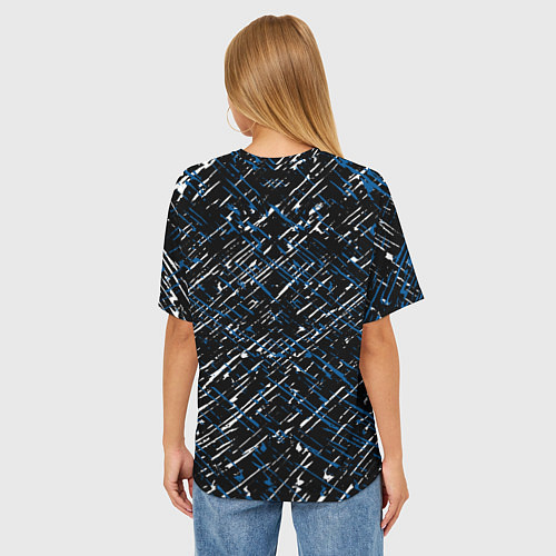 Женская футболка оверсайз Псж синие белые чёрточки / 3D-принт – фото 4
