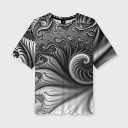 Женская футболка оверсайз Футуристический фрактальный абстрактный паттерн Fu
