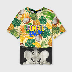 Женская футболка оверсайз Тропики Ритм Джунглей Ананасы Кокосы Бананы