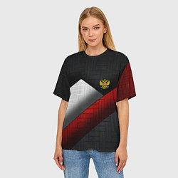 Футболка оверсайз женская Россия Спорт Текстура Плиты, цвет: 3D-принт — фото 2
