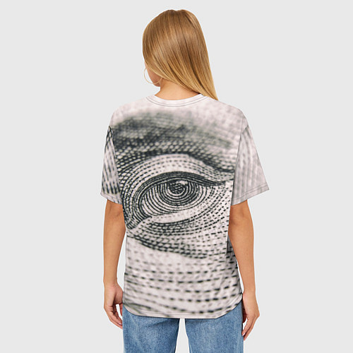 Женская футболка оверсайз Глаз Бенджамина Франклина / 3D-принт – фото 4