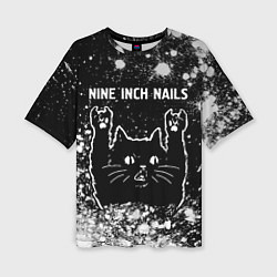 Женская футболка оверсайз Группа Nine Inch Nails и Рок Кот