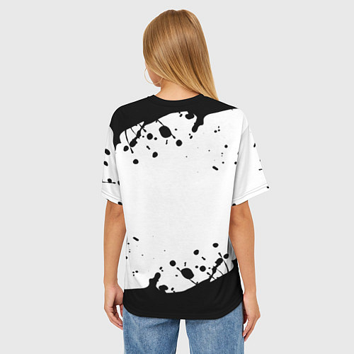 Женская футболка оверсайз Кровосток черная краска / 3D-принт – фото 4