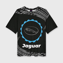 Футболка оверсайз женская Jaguar в стиле Top Gear со следами шин на фоне, цвет: 3D-принт
