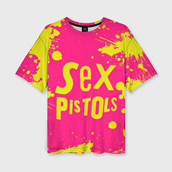 Женская футболка оверсайз Sex Pistols Yellow Logo