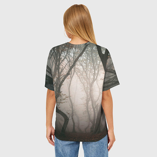 Женская футболка оверсайз Лес Туман / 3D-принт – фото 4