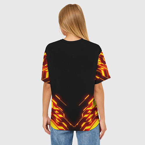 Женская футболка оверсайз FAIRY TAIL FLAMING GEOMETRY / 3D-принт – фото 4
