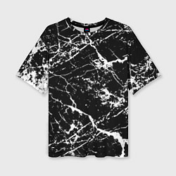 Женская футболка оверсайз Текстура чёрного мрамора Texture of black marble