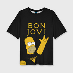 Женская футболка оверсайз Bon Jovi Гомер Симпсон Рокер