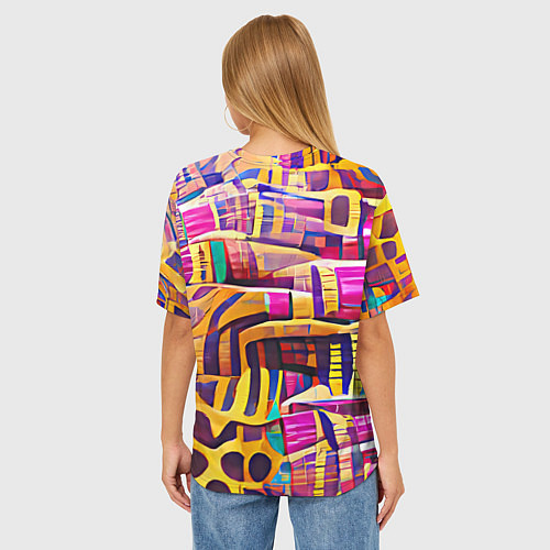 Женская футболка оверсайз Африканские яркие мотивы / 3D-принт – фото 4