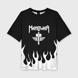 Женская футболка оверсайз MANOWAR арт огонь