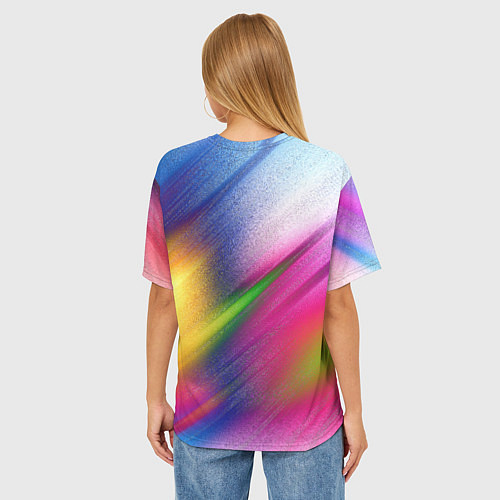 Женская футболка оверсайз Абстрактный разноцветный текстурированный фон / 3D-принт – фото 4