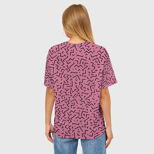 Женская футболка оверсайз Минималистический паттерн на розовом фоне / 3D-принт – фото 4