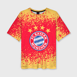 Женская футболка оверсайз Bayern munchen красно желтый фон