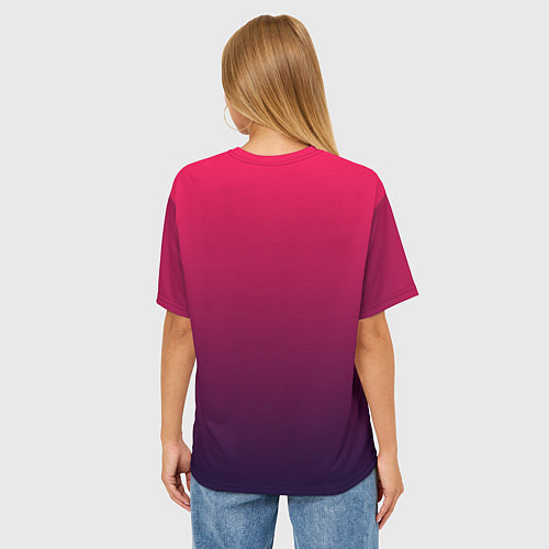 Женская футболка оверсайз RED to dark BLUE GRADIENT / 3D-принт – фото 4