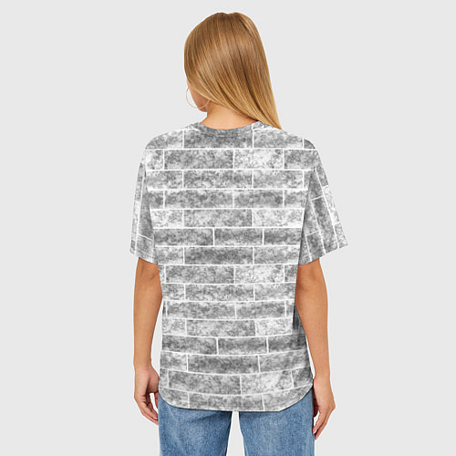 Женская футболка оверсайз Серая кирпичная стена стиль лофт / 3D-принт – фото 4